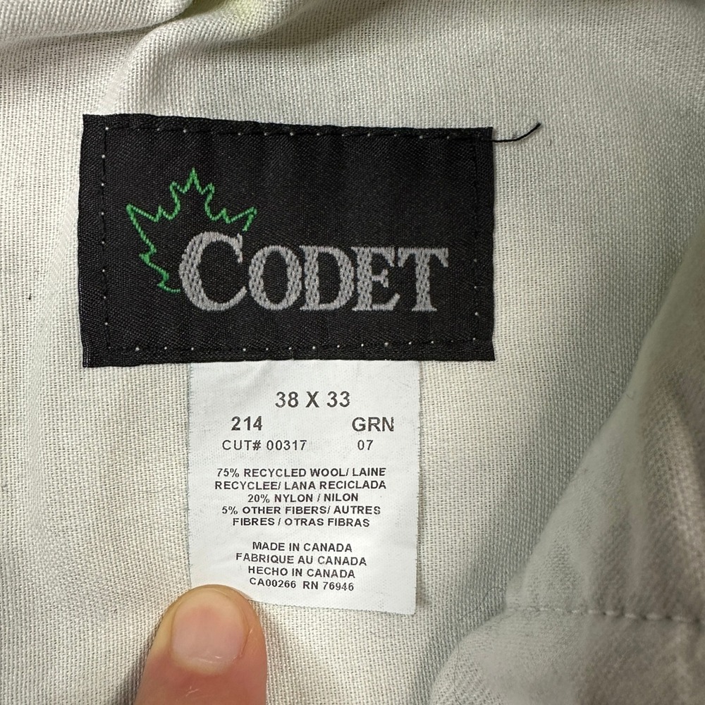 Vtg Codet Mens Forest Green Wool Blend Outdoor Hunting Pants 38x33 Made in CAN - Picture 6 of 9